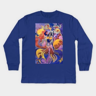 Dancing Rainbow Mermaid Painting Kids Long Sleeve T-Shirt